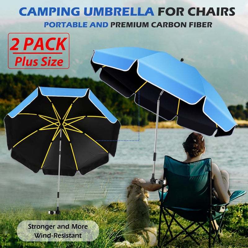 QTREE intelligence Umbrella 360°Adjustable Protection Stroller, 2 PACK 48.8" beach chair umbrella with clamp, high UV protection. 3 Adjustable areas 180°+360° for fishing, golf, beach, camping (chair not included) - Image 3